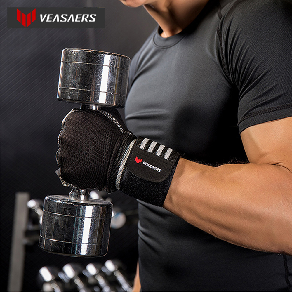 Găng tay tập Gym VEASARERS - Có quấn cổ tay hỗ trợ bảo vệ cổ tay, chống chai tay