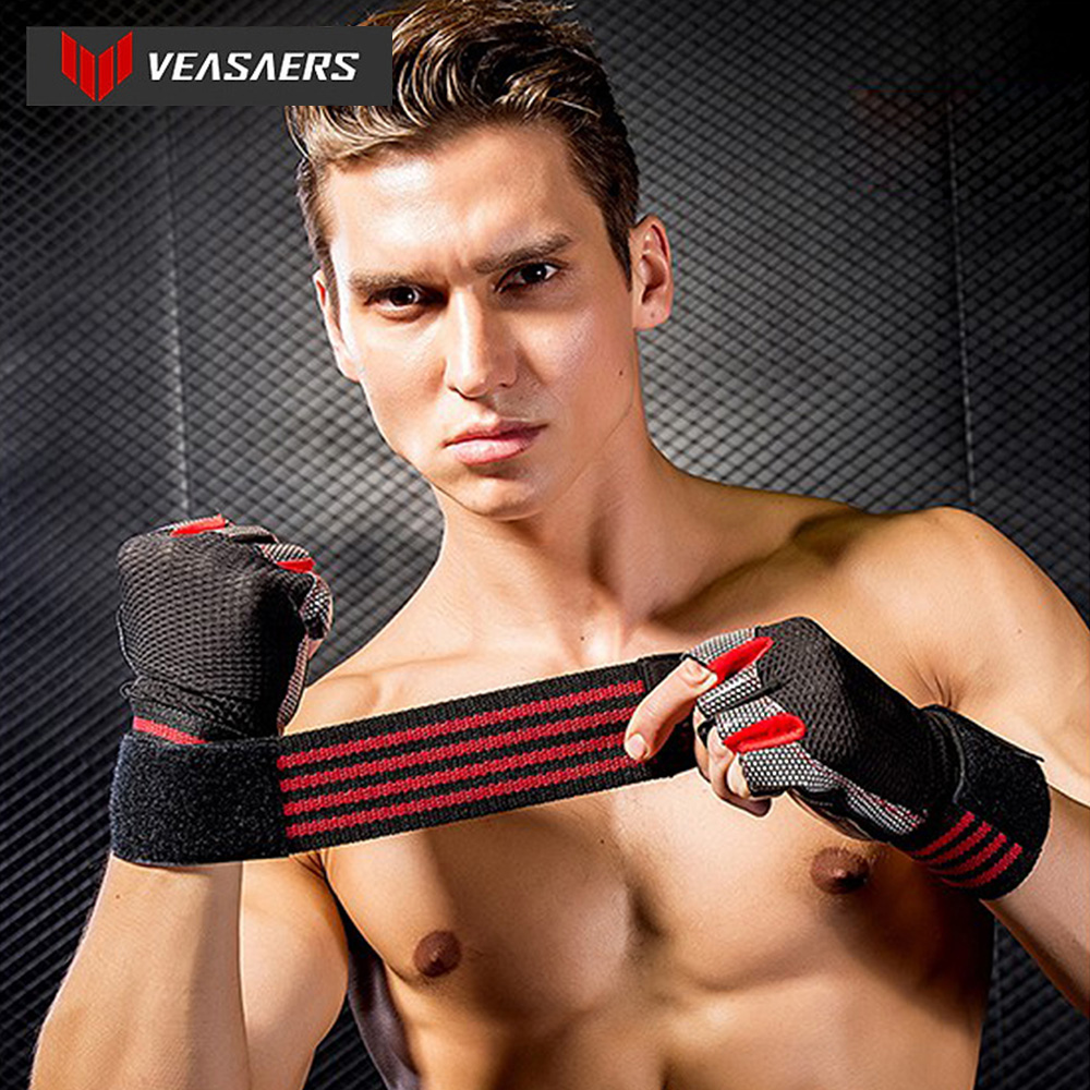 Găng tay tập Gym VEASARERS - Có quấn cổ tay hỗ trợ bảo vệ cổ tay, chống chai tay