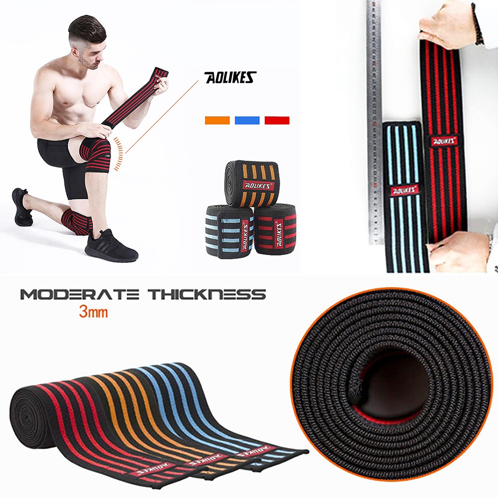 Đai Quấn gối tập Gym Aolikes loại có Miếng dán, Dài 1.8m - Trợ lực và bảo vệ gối tối ưu