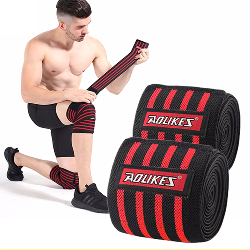 Đai Quấn gối tập Gym Aolikes loại có Miếng dán, Dài 1.8m - Trợ lực và bảo vệ gối tối ưu